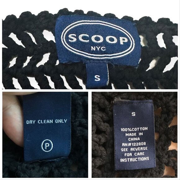 Scoop NYC Black Cotton Crochet Sweater, size S - Picture 3 of 11